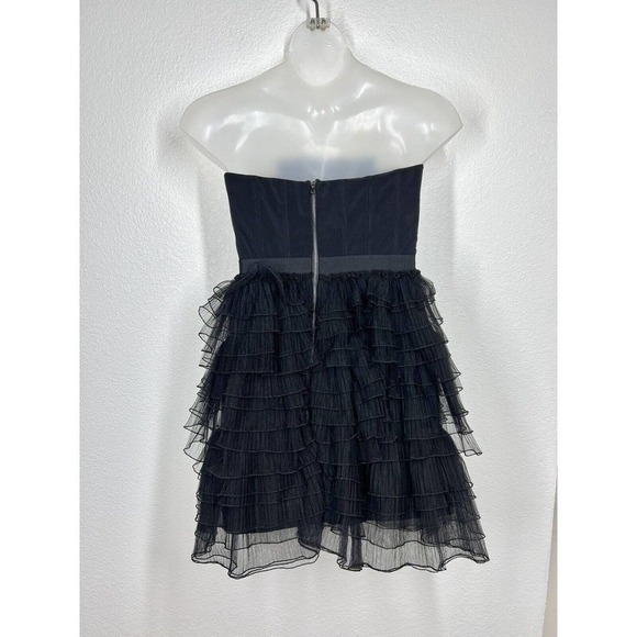 Robert Rodriguez Black Tulle Tiered Strapless Mini Dress Size 8 Corset - Picture 3 of 6
